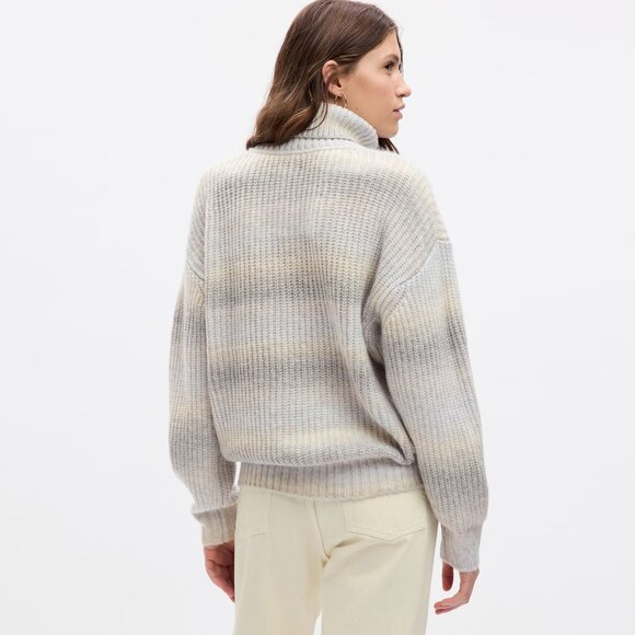 GAP Shaker-Stitch Turtleneck Sweater in Grey Spacedye - Picture 2 of 5